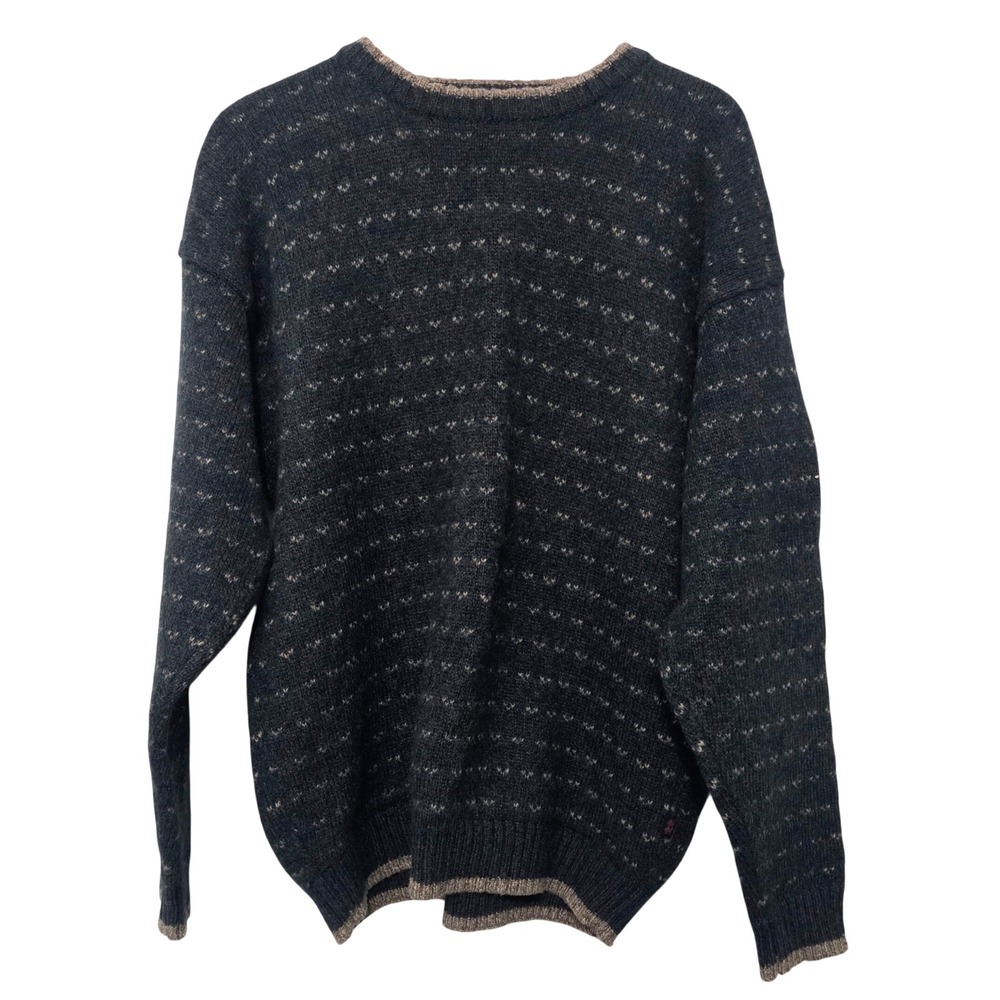 Woolrich Men's Vintage Fern Mix Wool Blend Crewneck Sweater Green Beige Size L